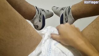 ABDL Diaper Boy Cumming In His Diaper While Using Sport Socks