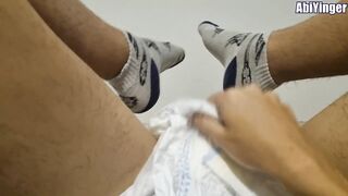 ABDL Diaper Boy Cumming In His Diaper While Using Sport Socks