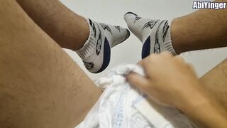 ABDL Diaper Boy Cumming In His Diaper While Using Sport Socks