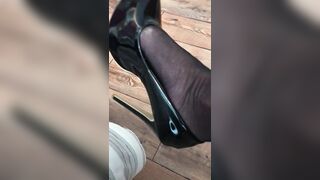 black tights & heels close-up