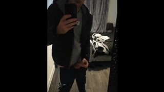 Chav lad cums in the mirror