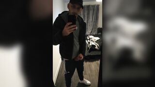 Chav lad cums in the mirror