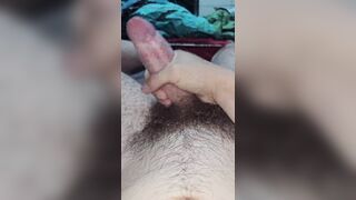 I cum my thick hairy cock