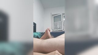 I cum my thick hairy cock