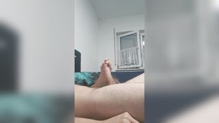 I cum my thick hairy cock