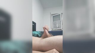 I cum my thick hairy cock