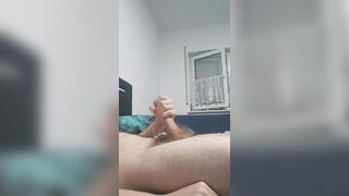 I cum my thick hairy cock