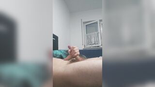 I cum my thick hairy cock