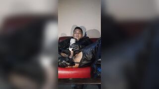 Leather Gay Dildo Fuck