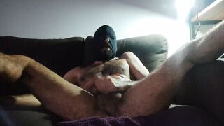 Masked daddy jerking off before going to bed