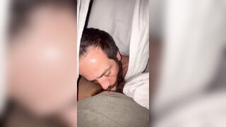 Sucking on chubby bears husbands cock taking what is mine