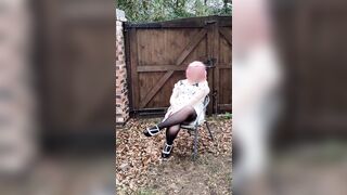 Hot TV crossdresser outdoor strutting her stuff