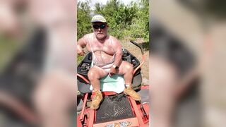 Golden Shower After Mowing with Lots Of Cum