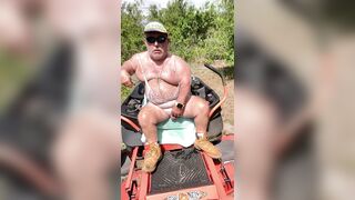 Golden Shower After Mowing with Lots Of Cum