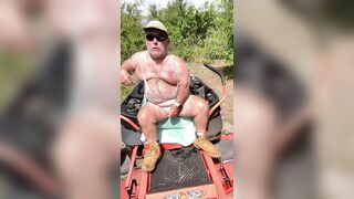 Golden Shower After Mowing with Lots Of Cum