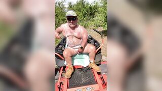 Golden Shower After Mowing with Lots Of Cum