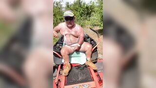 Golden Shower After Mowing with Lots Of Cum