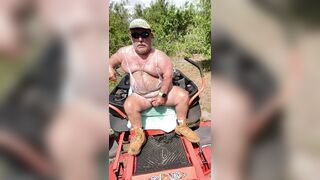 Golden Shower After Mowing with Lots Of Cum