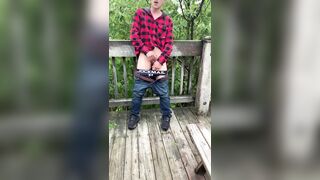 Hot Horny Man Plays with his Pussy on Public Platform! Sneaky Outdoor