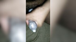 Rough Handjob with a used Condom and Cum