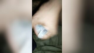 Rough Handjob with a used Condom and Cum