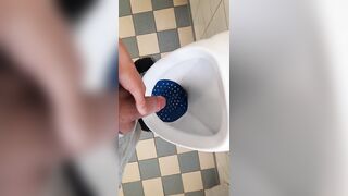 Jerking off at public school toilets and pissing right after