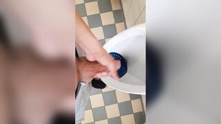 Jerking off at public school toilets and pissing right after