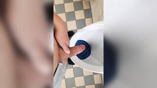 Jerking off at public school toilets and pissing right after