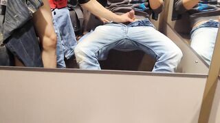 Jerk off and blowjob Action in a public changing room