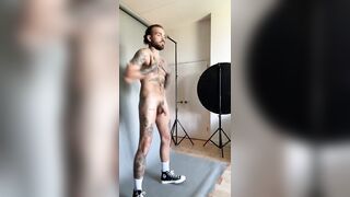 Behind the scenes solo nude jerking off photoshoot