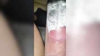 Super thick uncut grows insanely in a penis pump (cumshot on Onlyfans)