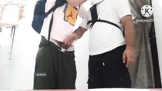 Indian Student straight freinds gives each other blowjob